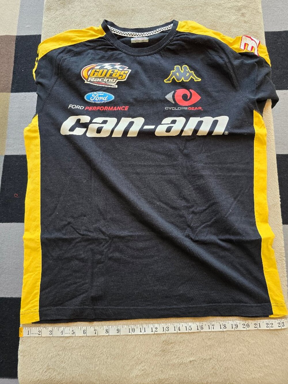 Vintage Kappa NASCAR Go Fas Racing Team #32 Can-Am Shirt - Size XL Black/Yellow